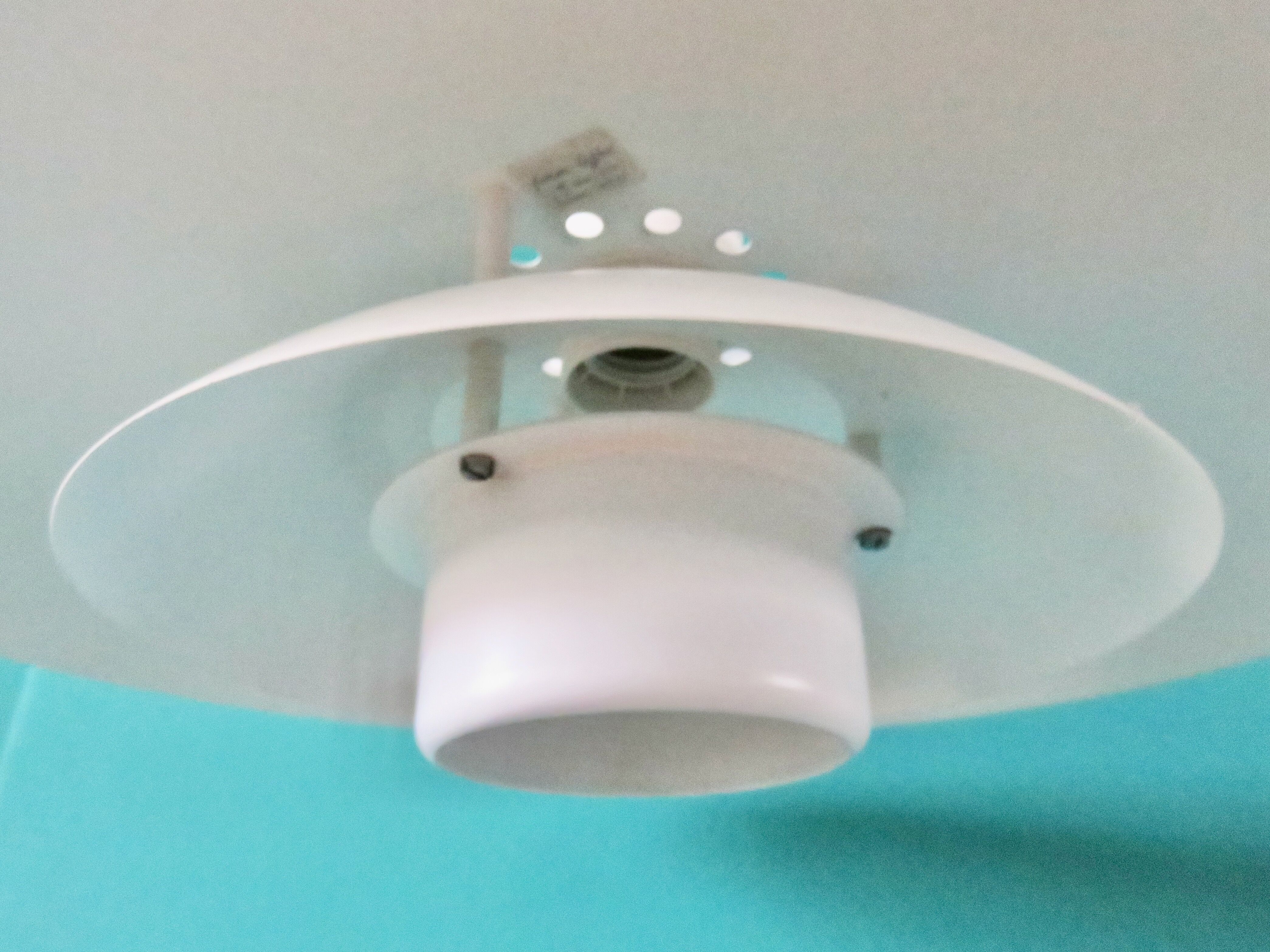 Large white suspension with cups. "Form Light" Denmark 1970