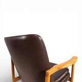 Fröscher leather armchair by Ib Kofod-Larsen, 1960