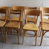 Set of 8 classic Baumann chairs 1950 light beech