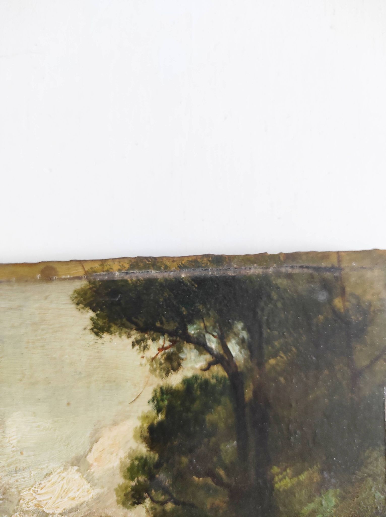 Huile sur panneau "Berger avec ses moutons", XIXème s.