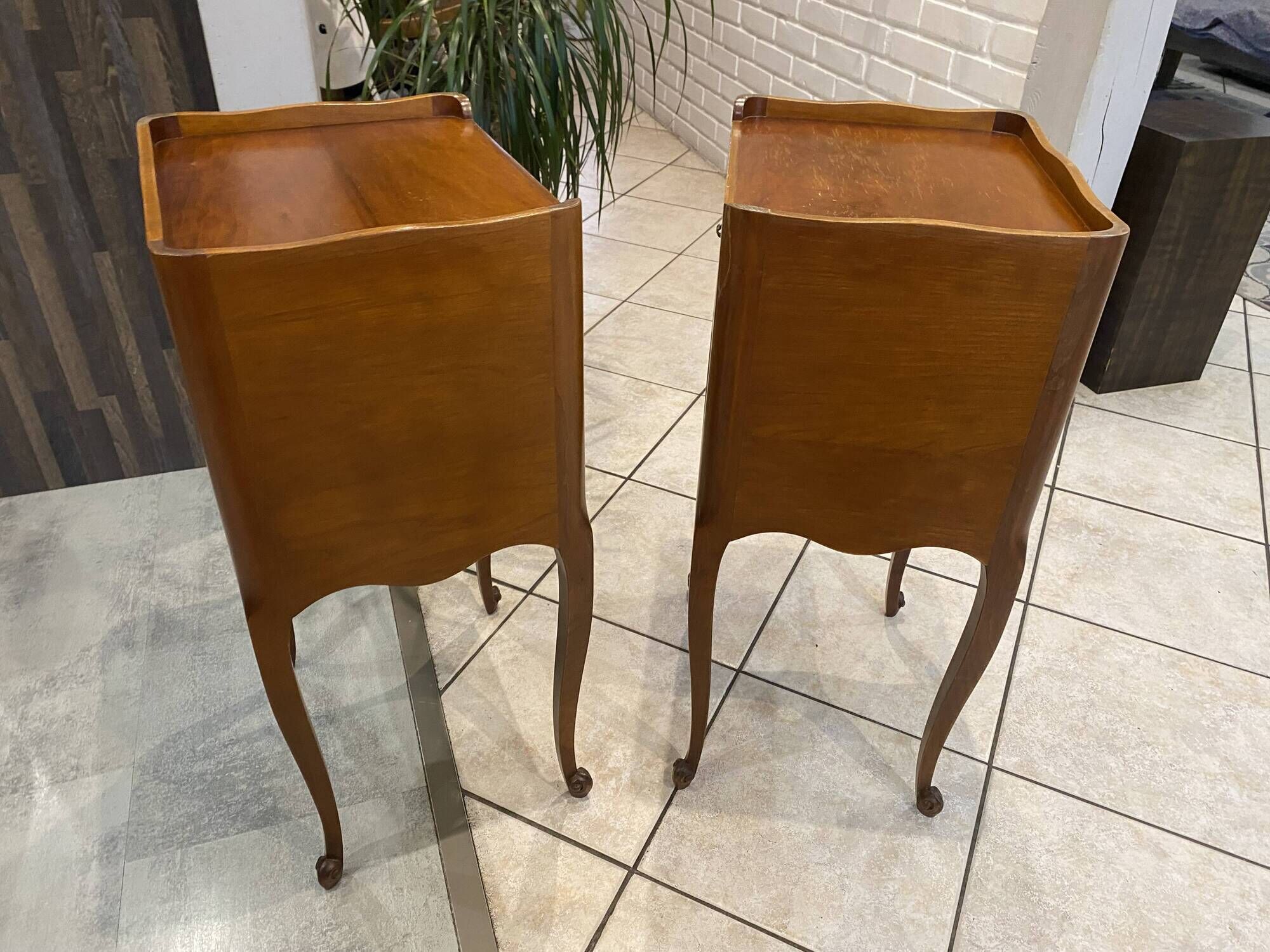 Pair of bedside tables with drawer and niche in Louis XV style.