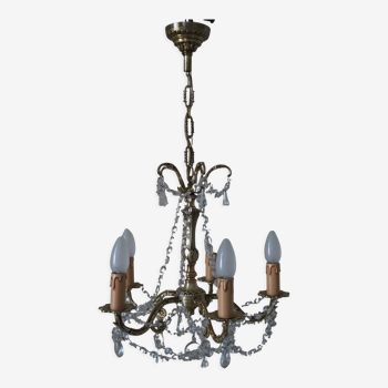 Bronze chandelier and crystal tassels – 5 lights