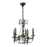 Bronze chandelier and crystal pendants – 5 lights