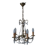 Lustre en bronze et pampilles en cristal – 5 feux
