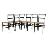 Set of 6 “Superleggera” Chairs by Gio Ponti for Cassina, 1950s