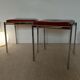 Pair of vintage stackable stools in faux leather and chrome - 70s