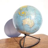 Vintage world map globe circa 1950