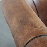 Comfortable vintage sheepskin 2.5-seater club sofa