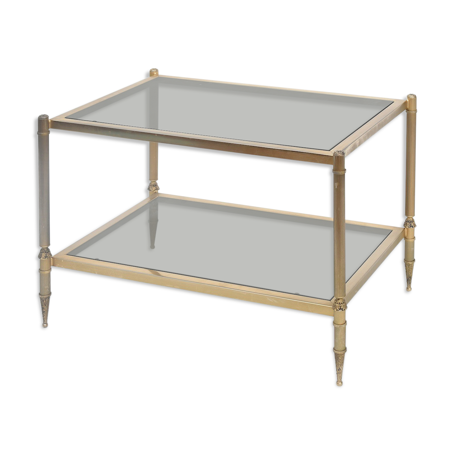 Gold brass and glass coffee table