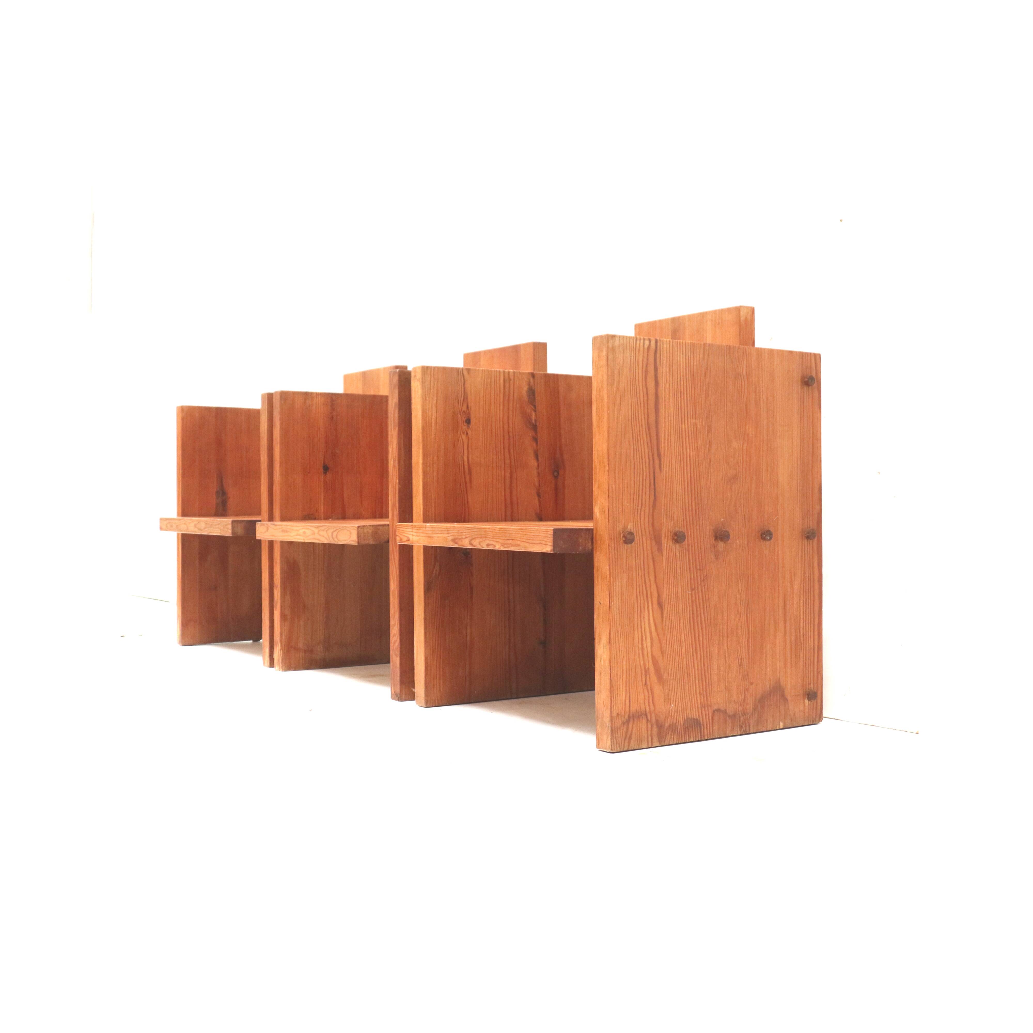 3x Very rare Modernist Brutalist armchair designed by architect Fritz Zeige