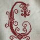 Antique linen, embroidered sheet, monogram CG.