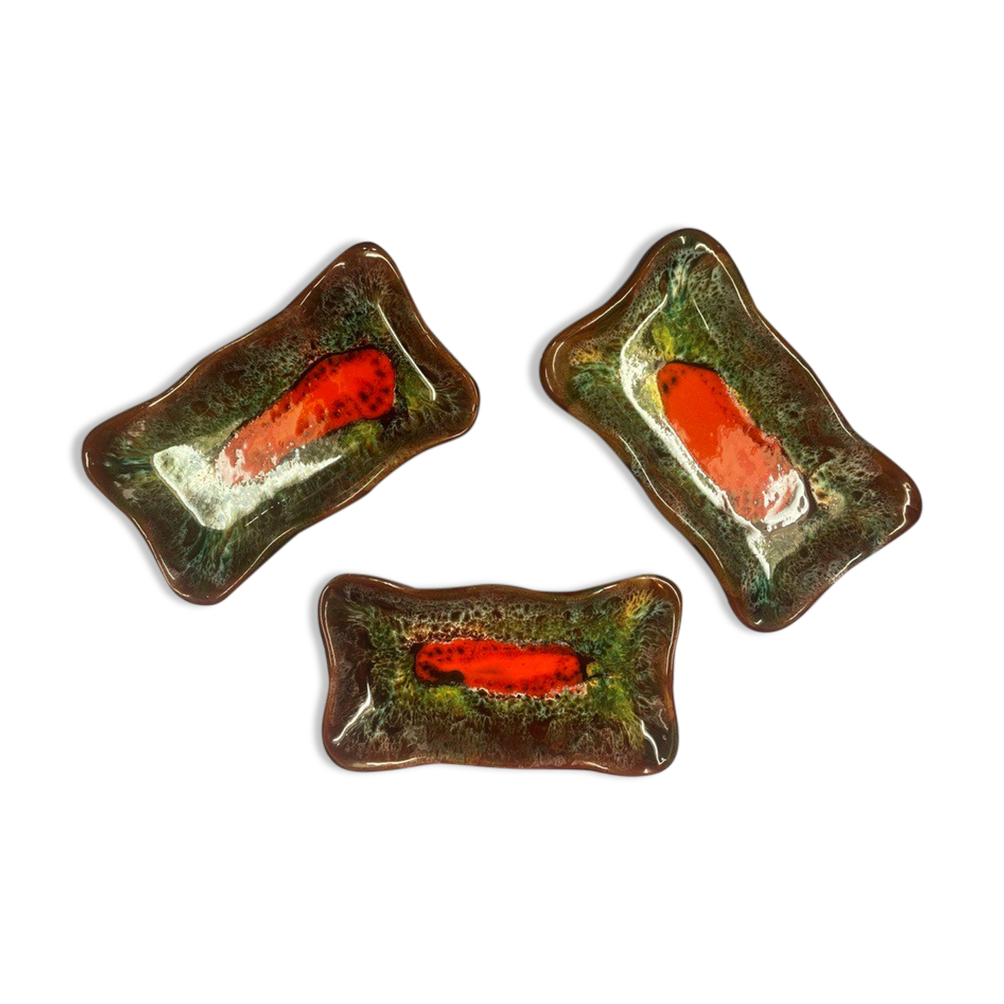 Set of 3 empty pocket Vallauris, vintage 1970