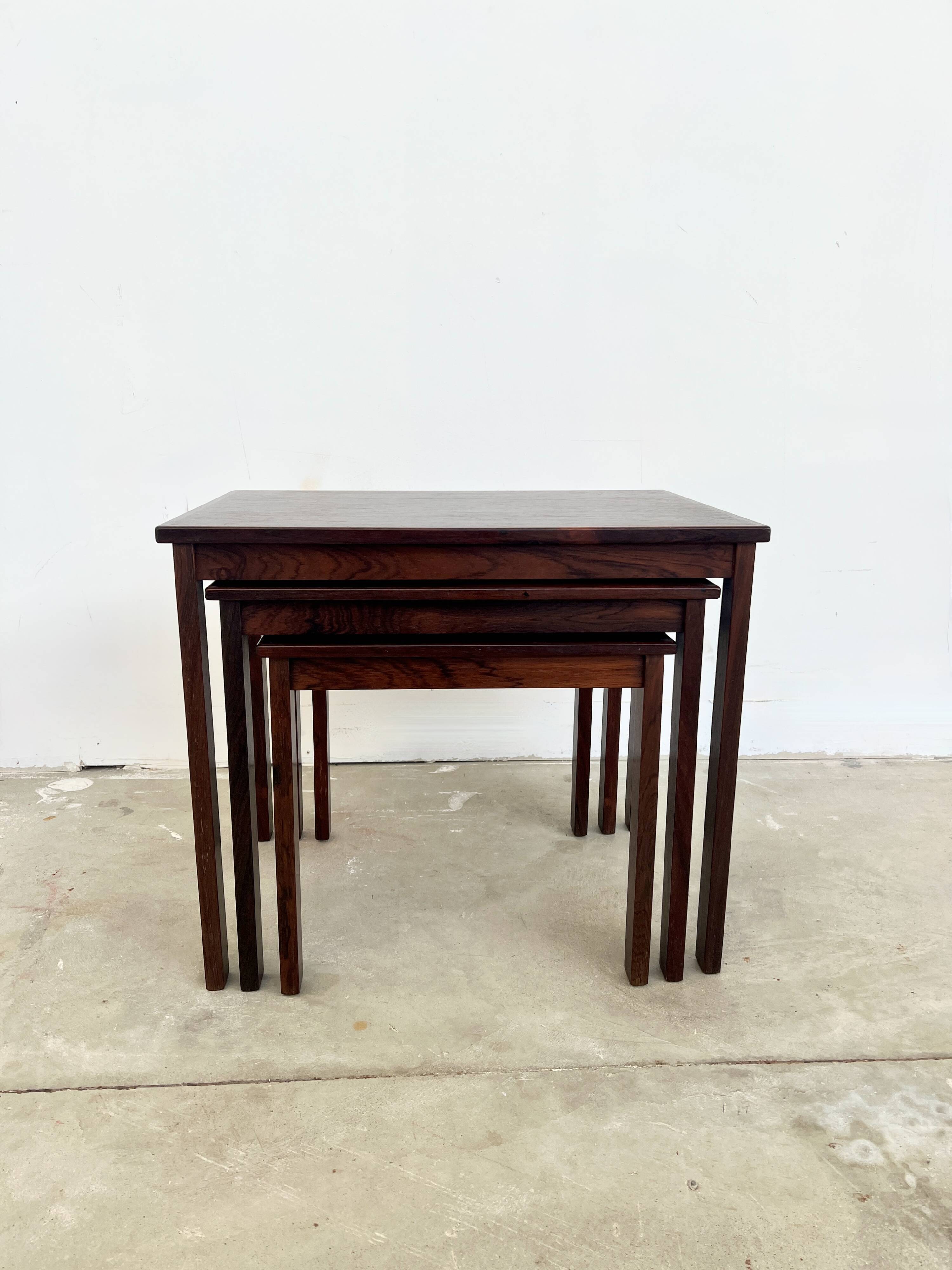 Nest of tables in rosewood, Denmark, 1960s.