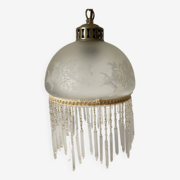 Vintage glass and pearl pendant light