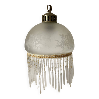 Vintage glass and pearl pendant light