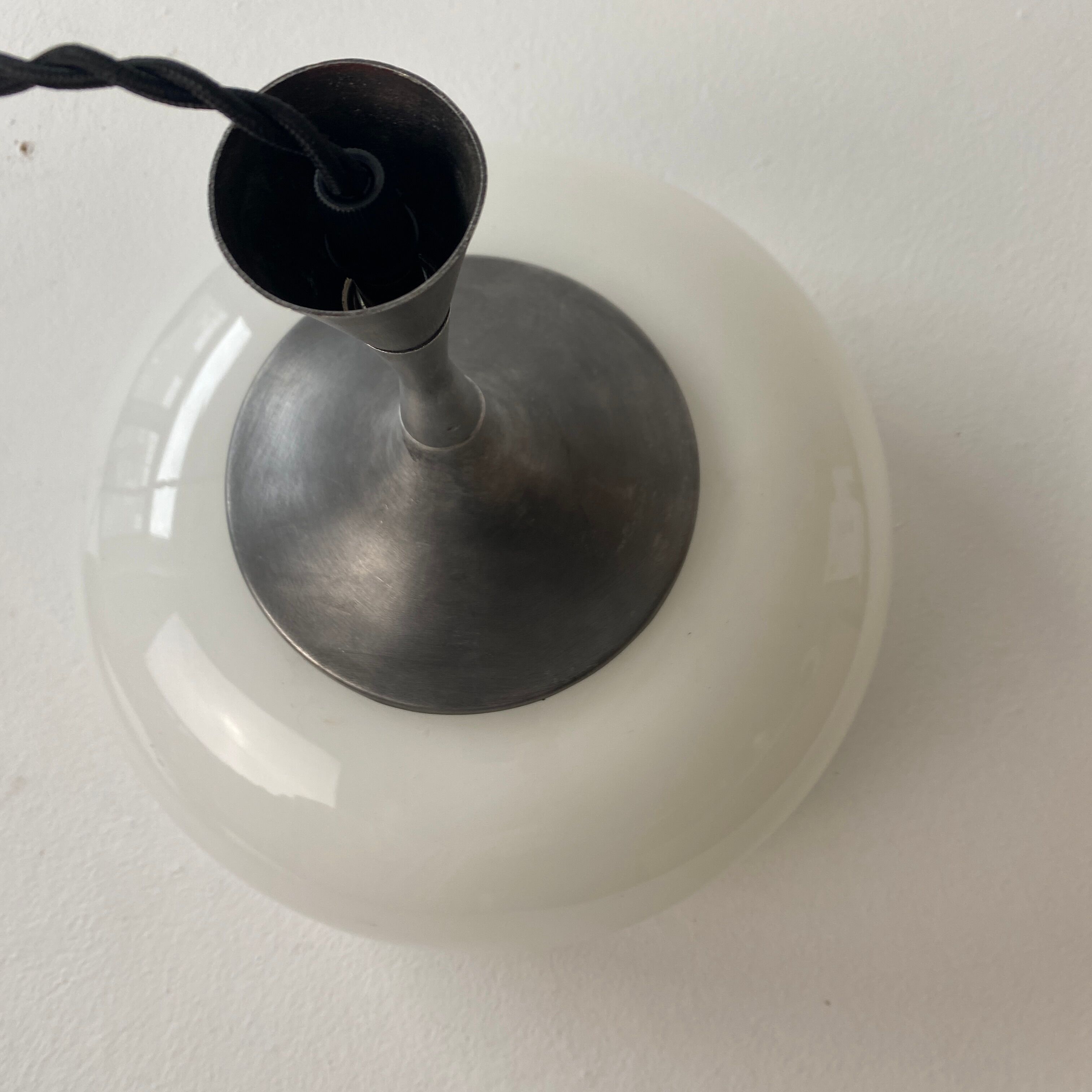 Old vintage opaline bell pendant lamp