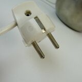 Vintage Pewter and Silk Desk Table Lamp Germany 1960 Minimalist Design