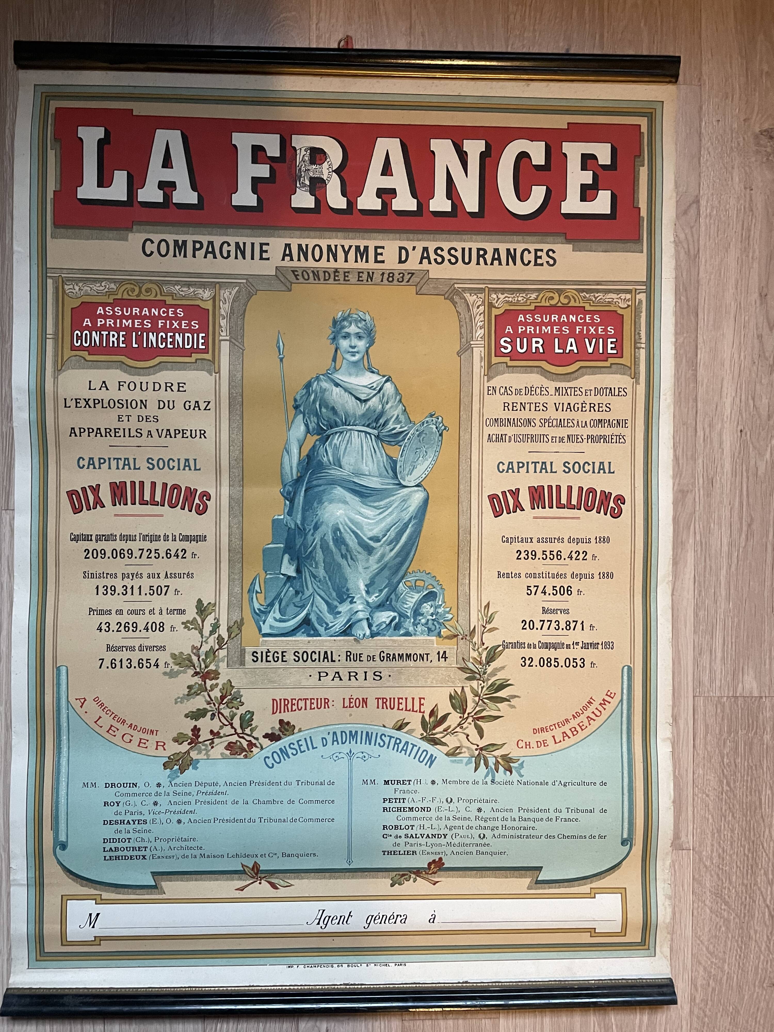 Poster la france assurance 1900