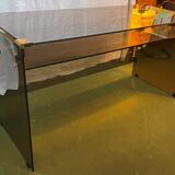 Smoked glass and metal desk, 1970s.