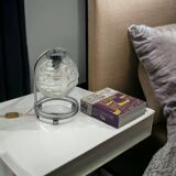 Stunning Pair of 70s Lamps in Chrome Metal and Crafted Glass Richard Essig Besigheim Design