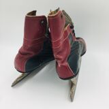 Pair of vintage leather ice skates
