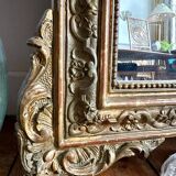 Miroir trumeau ancien de cheminée en bois doré 125x80
