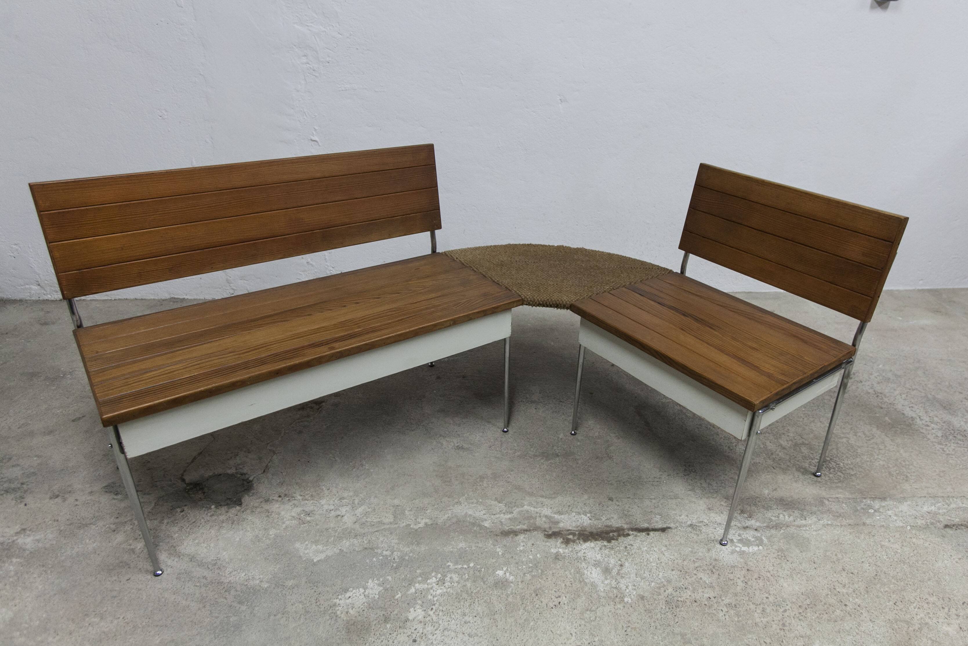 1970 wooden kitchen corner bench set