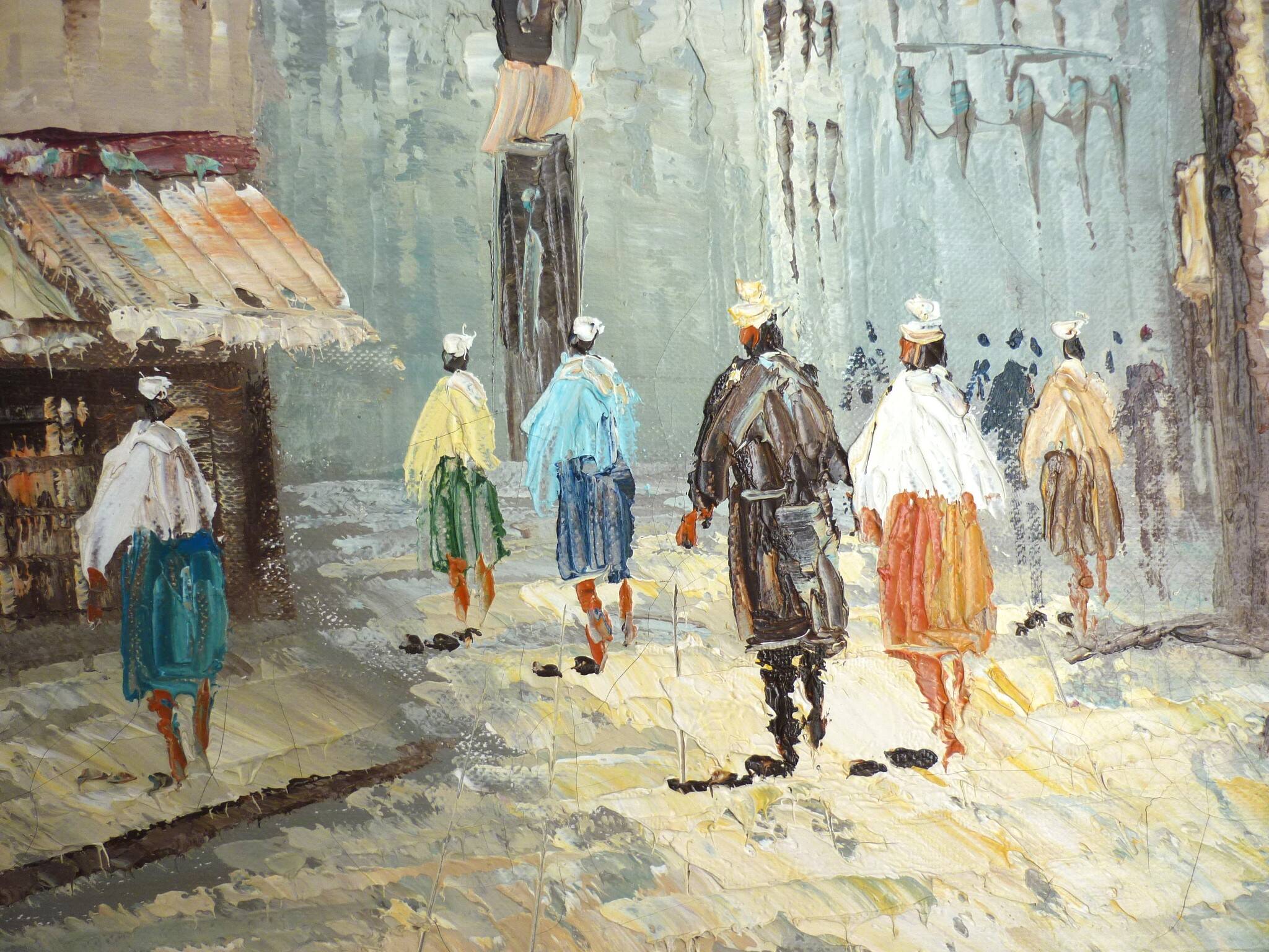 Painting, oil on canvas, Paris Place du Tertre Montmartre, signed Billings
