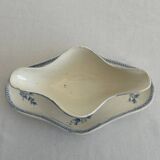 Antique sauce boat in earthenware – Grigny – blue floral decoration
