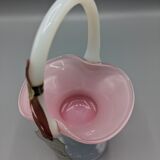 opaline basket, candy pink from Cristaleria La Toscana - H: 20cm