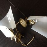 Pair of brass and perspex white /vintage 50-60s wall light