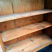 Vintage wooden wall display cabinet, chalet country design.