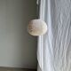 Small round pink rattan and natural linen Japanese-style pendant light D30