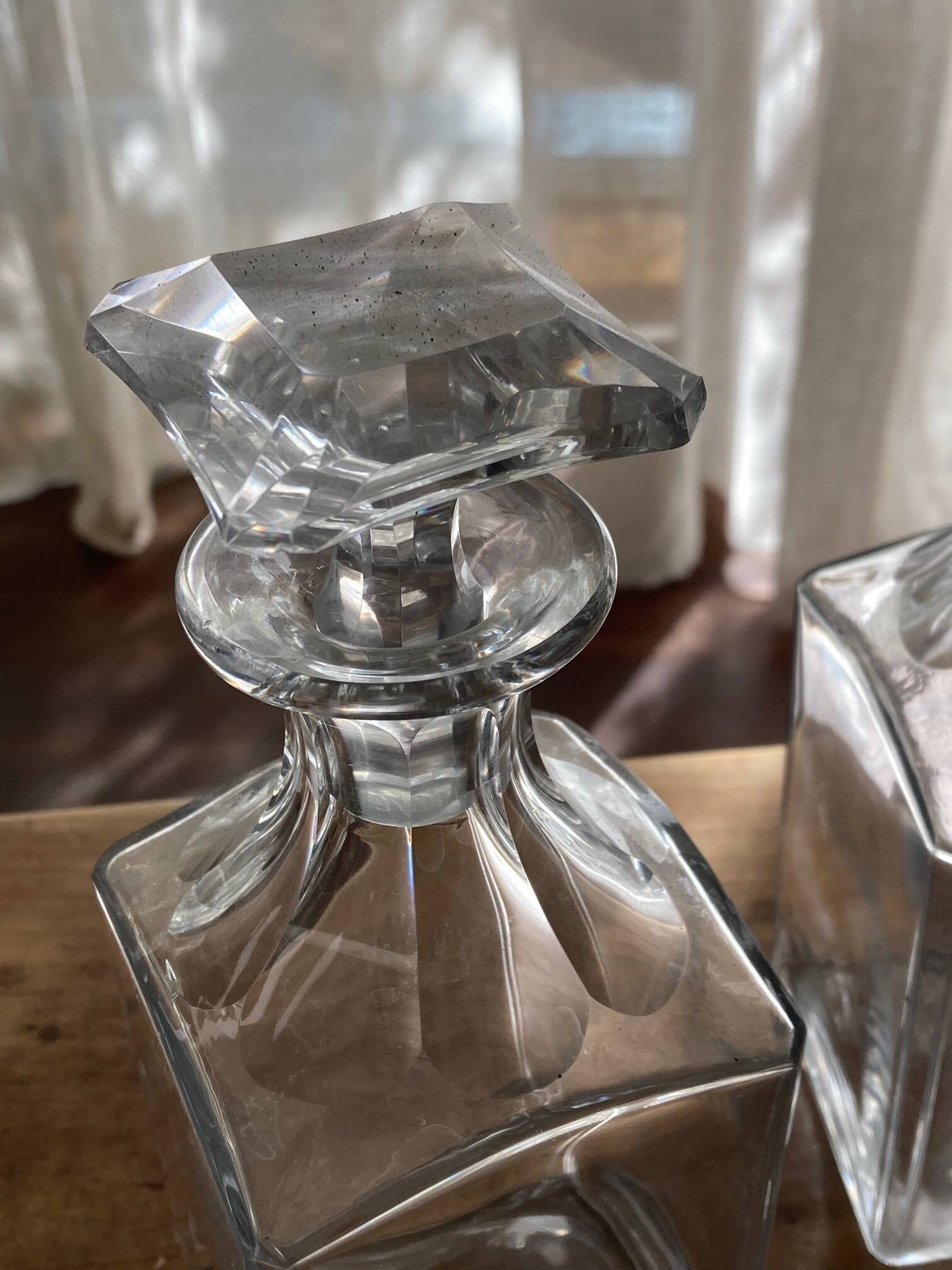 Crystal carafes with stoppers