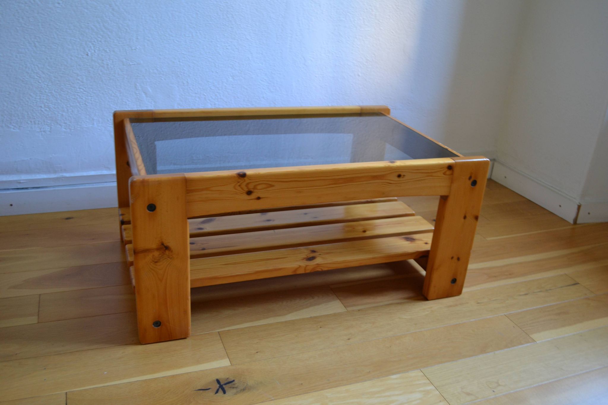 Table basse bois et verre