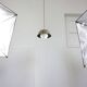 Vintage metal and opaline flower pendant lamp