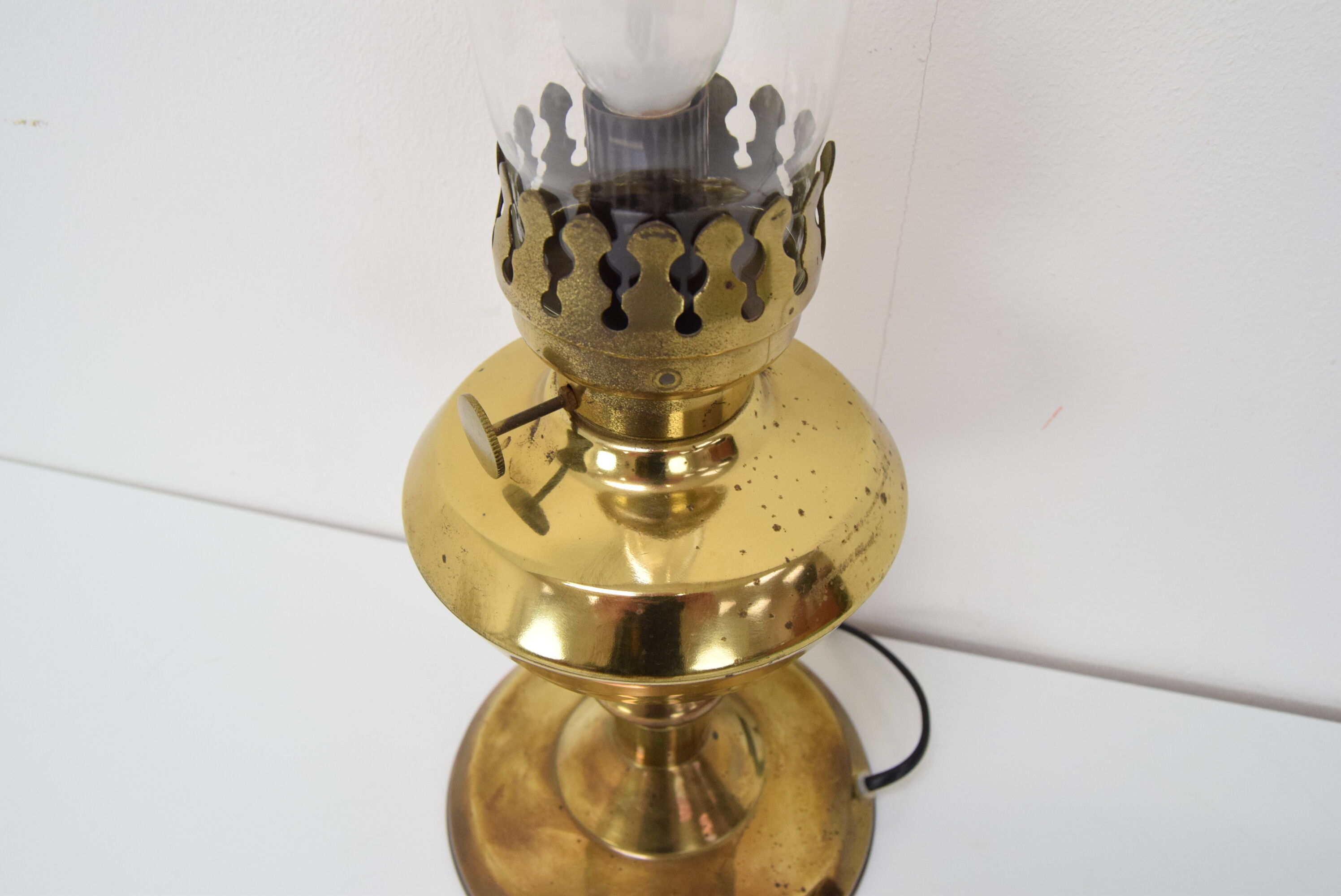 Vintage brass table lamp, czechoslovakia, 1950's.