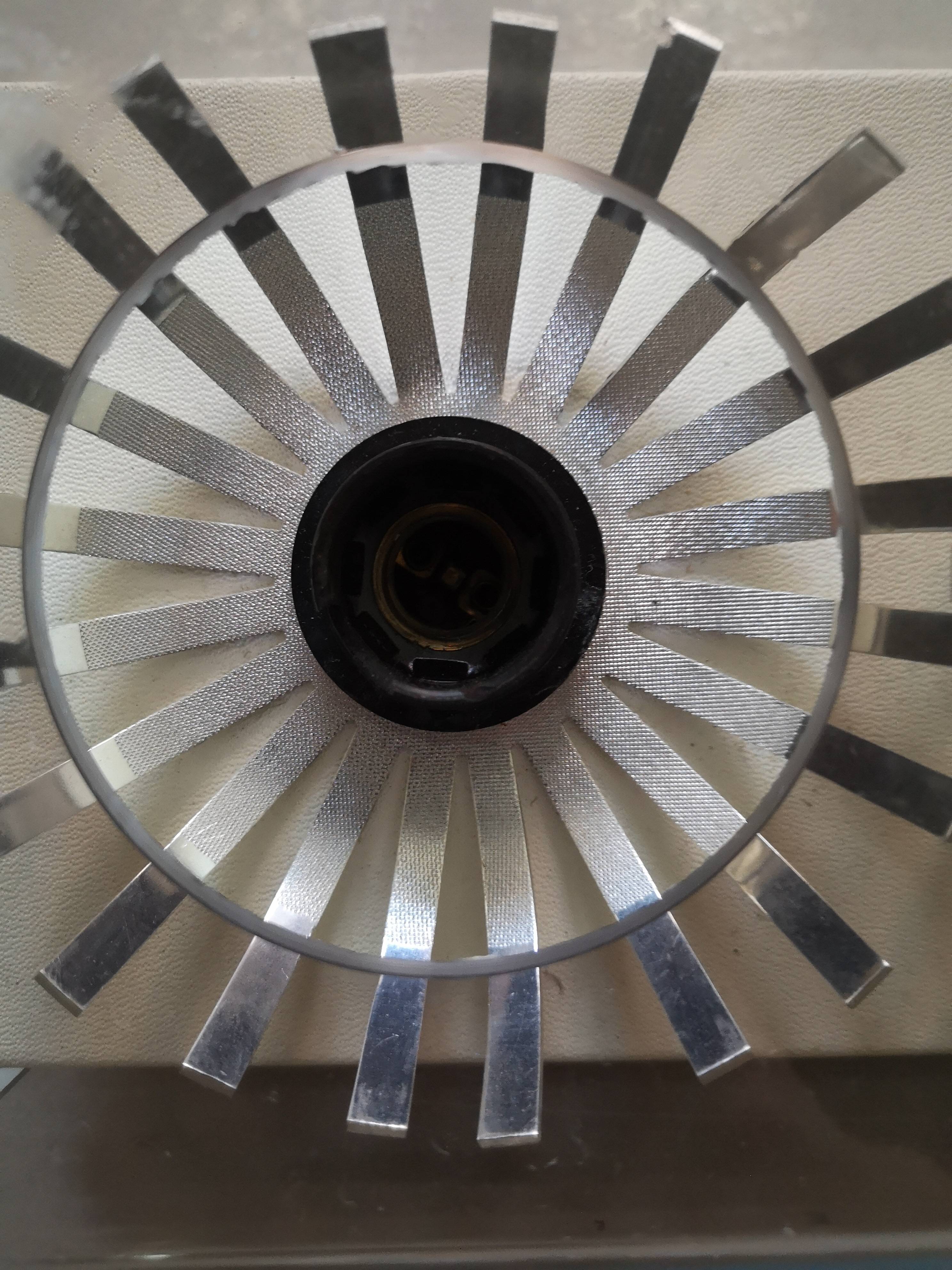 Chromed metal and plexiglass 3-lamp wall light, 1970 design