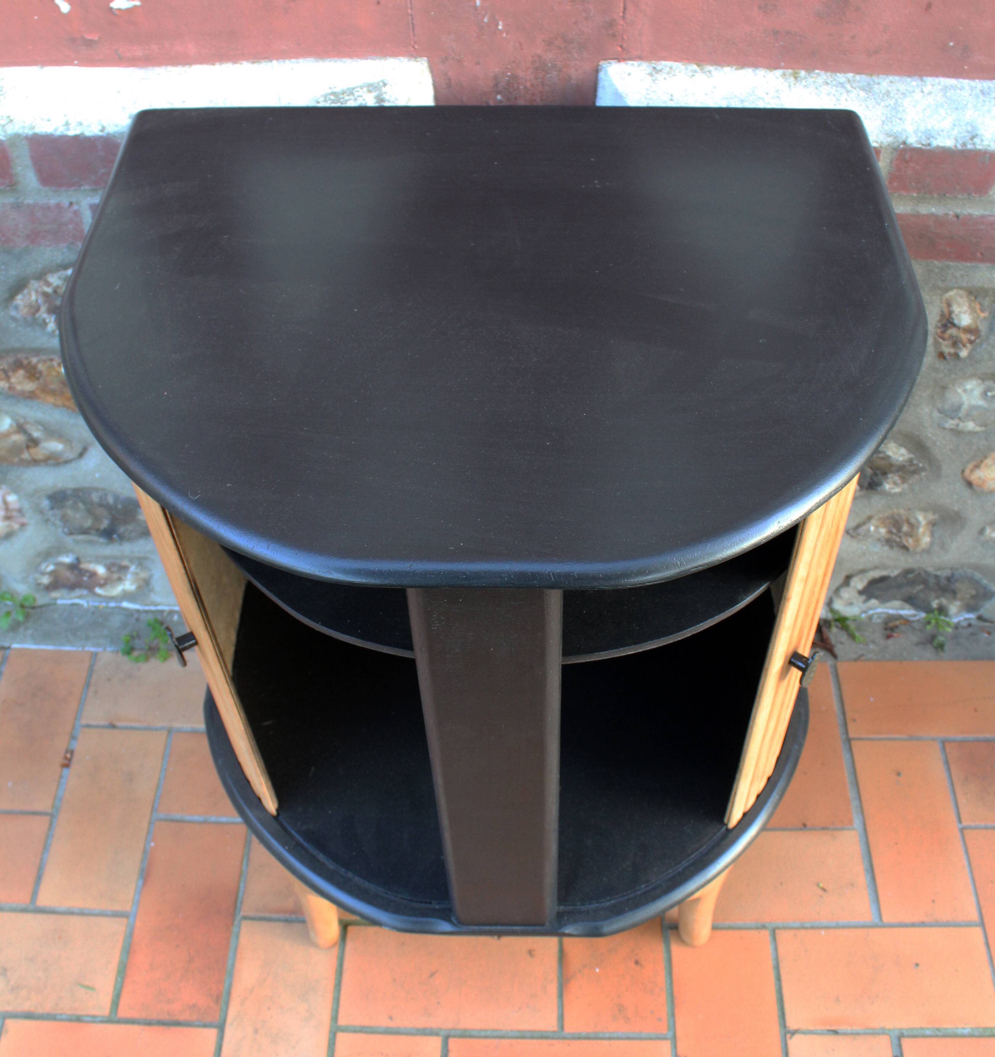 Low cabinet with curtains