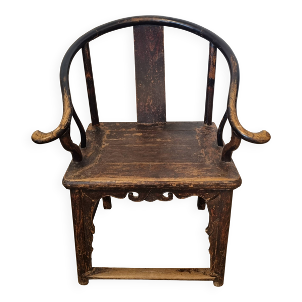 Fauteuil Chinois Traditionnel ''Fer à Cheval'' (Quanyi) – Patine Ancienne