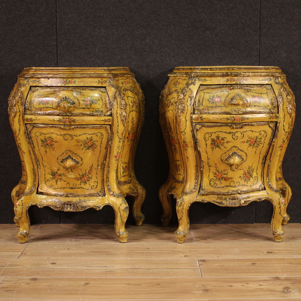 Pair of bedside tables in Venetian style from the 60s