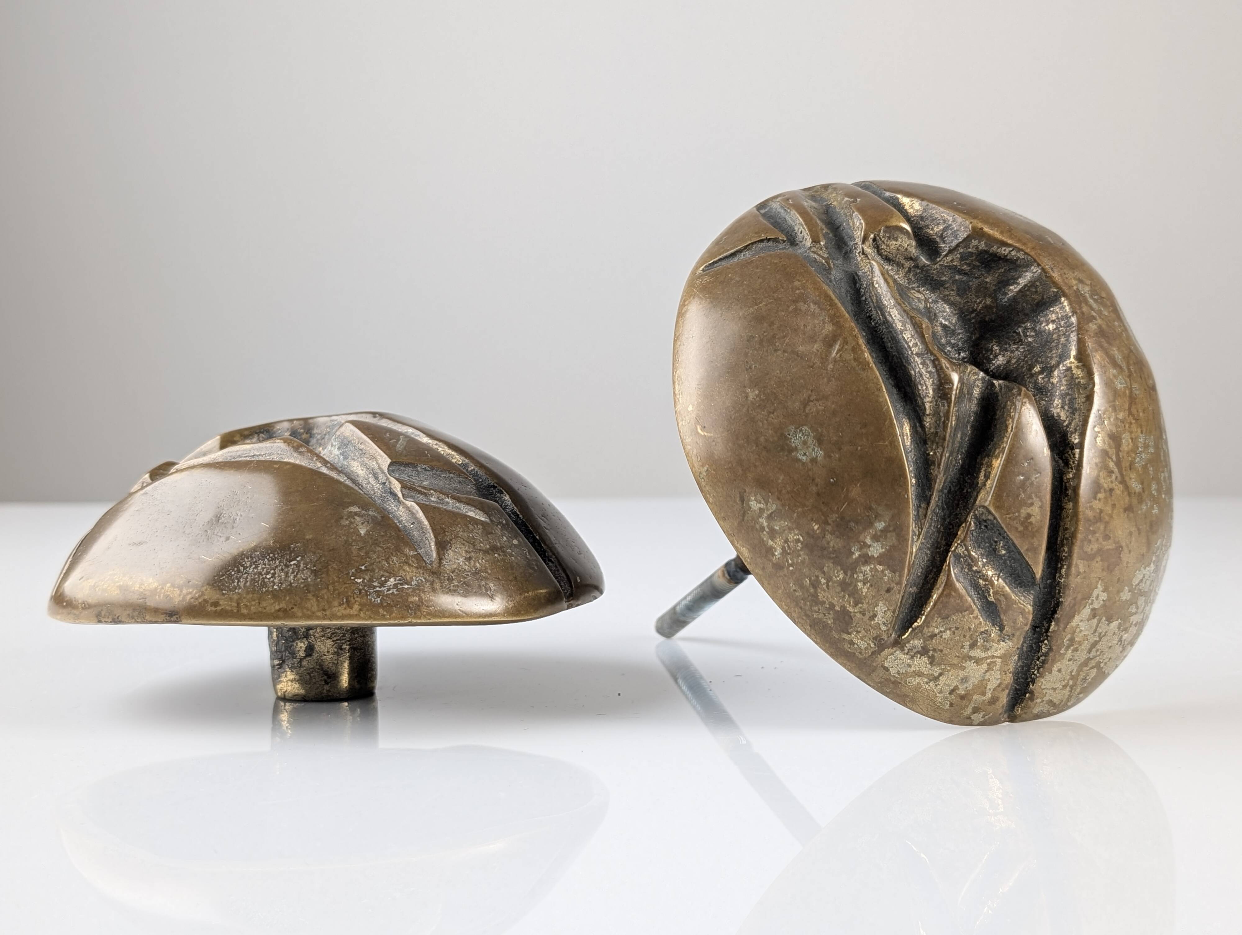 Brutalist double bronze handle door, 1970s