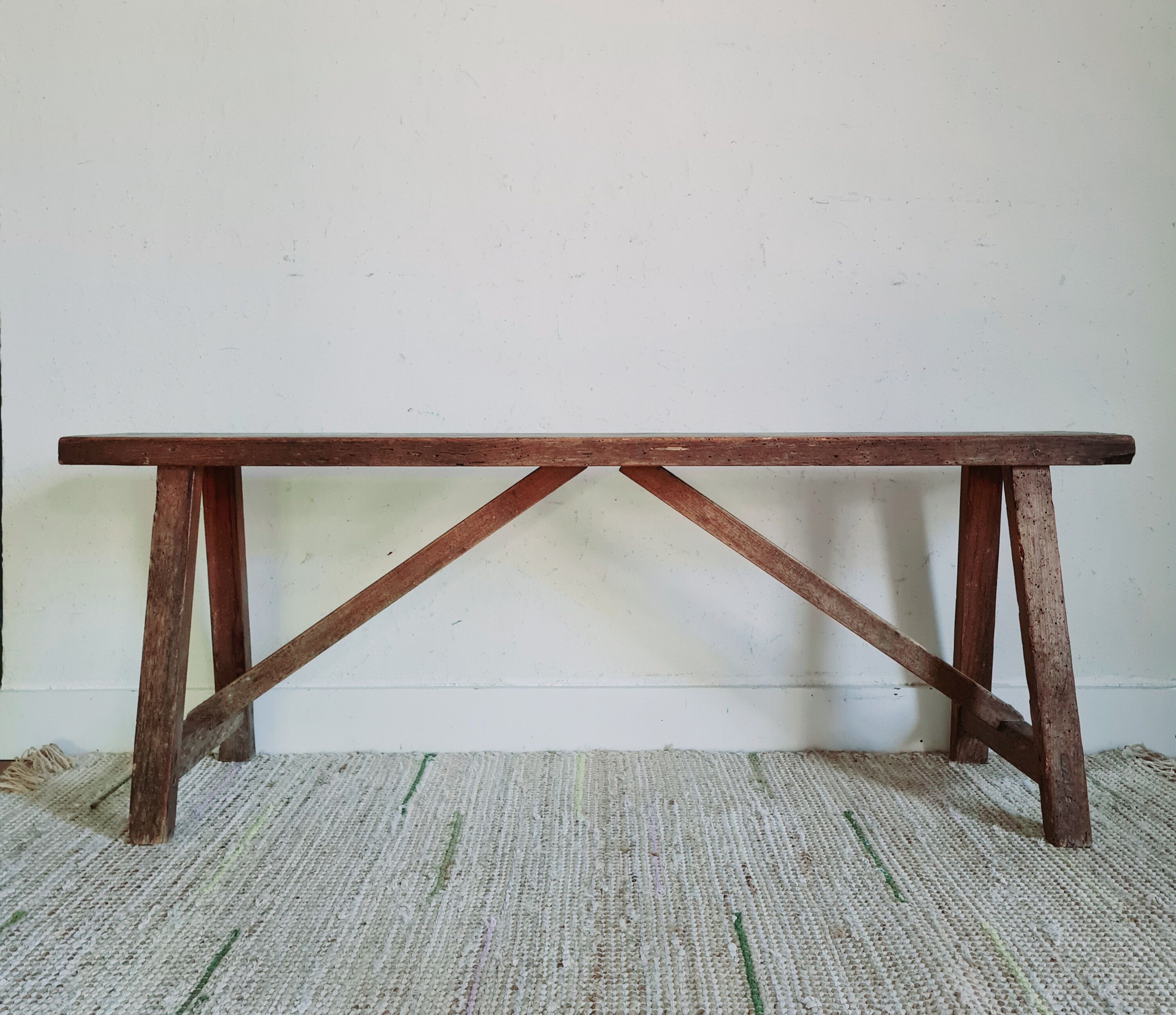 Old wooden country farmhouse bench