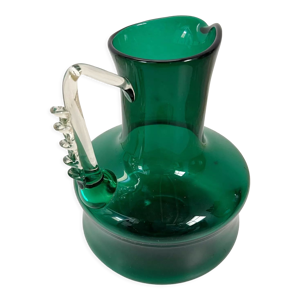 Pichet en verre soufflé vert vintage