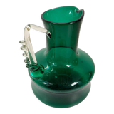 Pichet en verre soufflé vert vintage