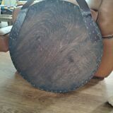 Old rattan mirror with leather strap
