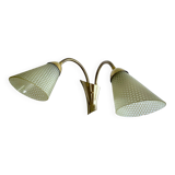 Large Vintage Glass Brass Wall Lamp