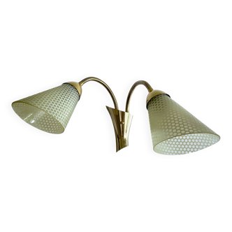 Large Vintage Glass Brass Wall Lamp