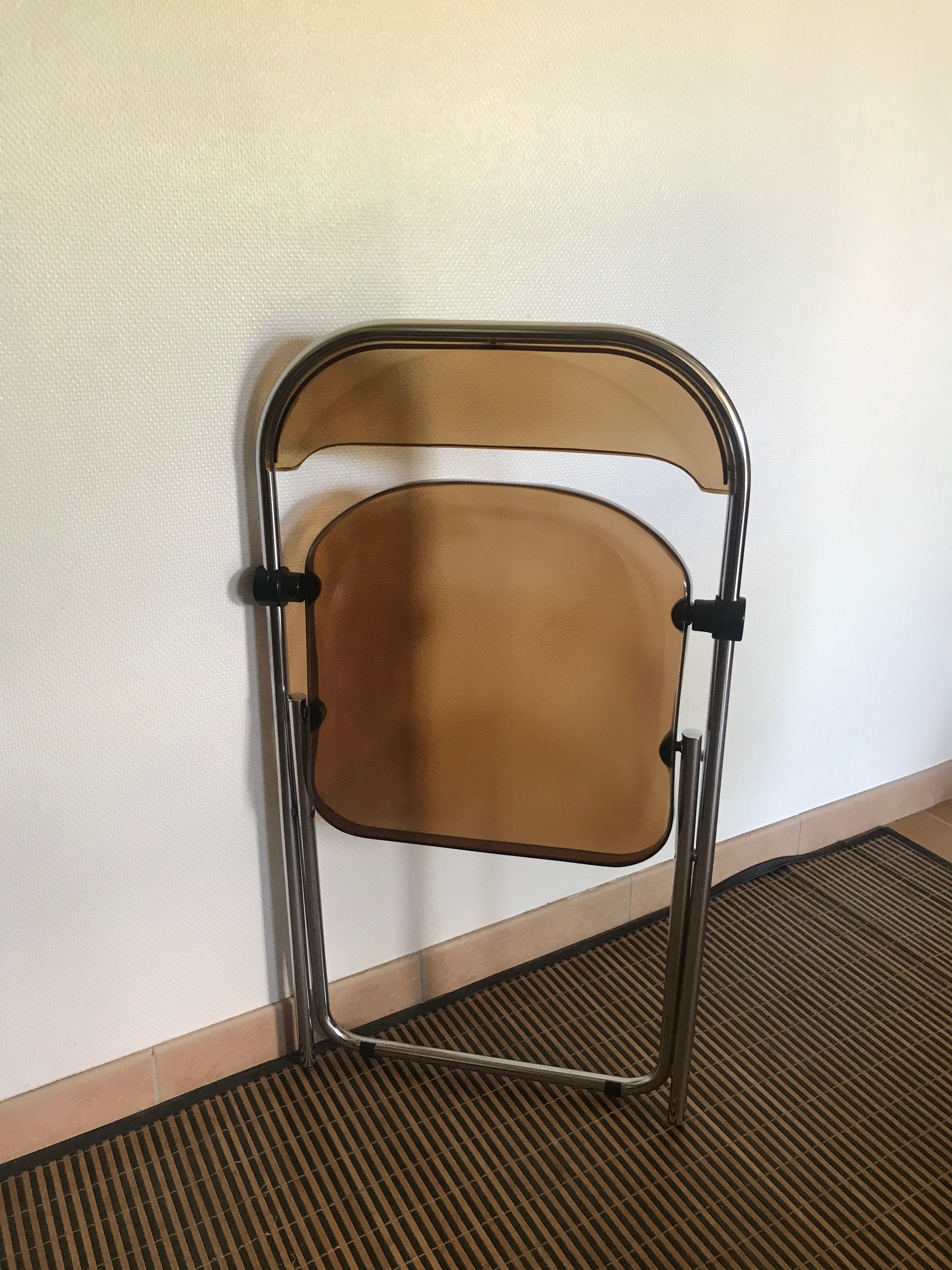 Vintage folding chairs smoked Plexiglas