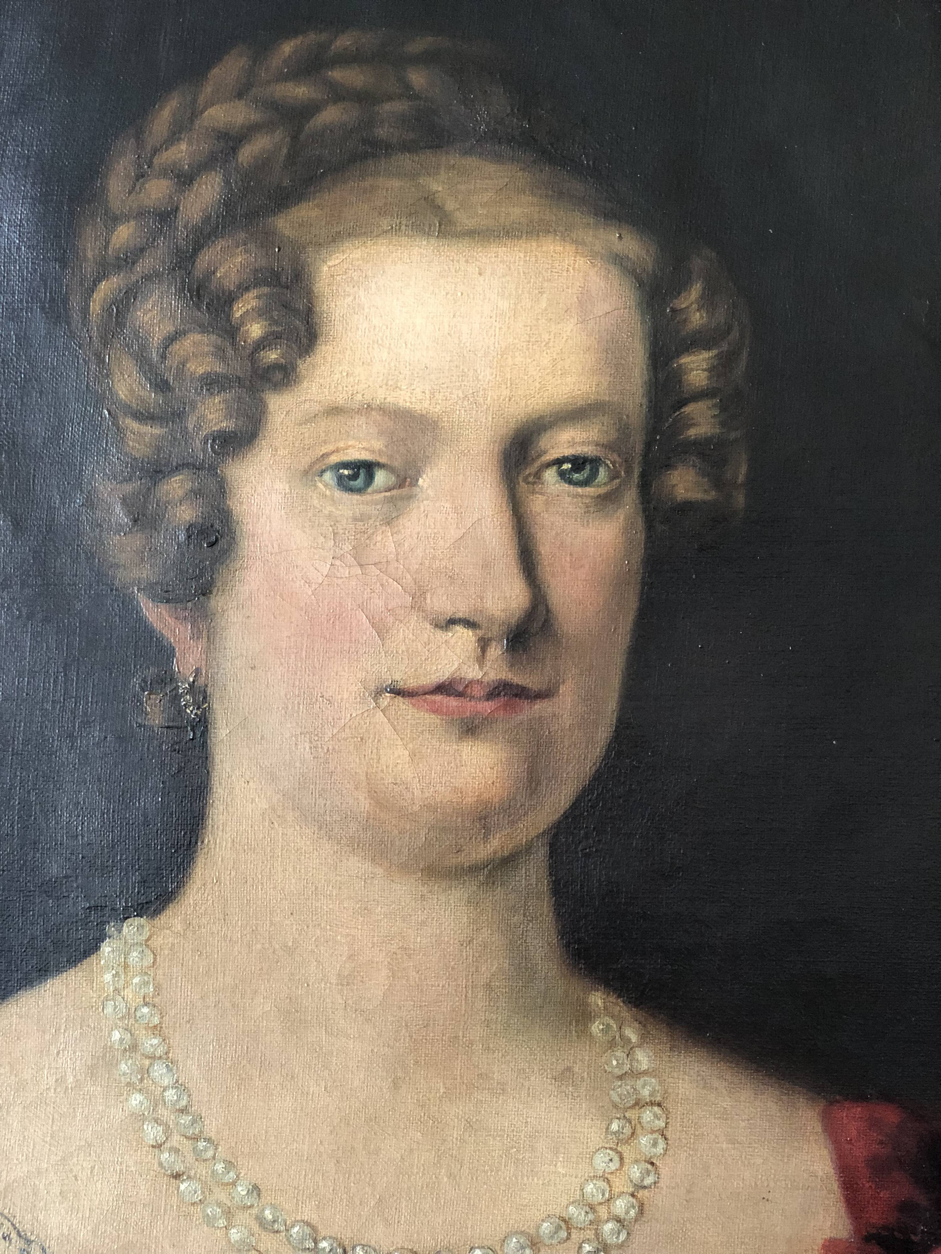 19th Century  Antique Vintage Large Original Portrait Painting of a German